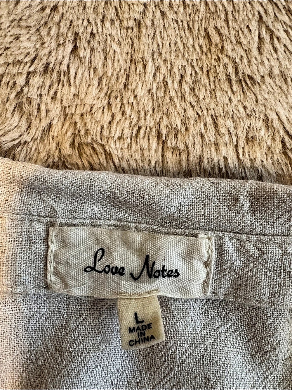 Love Notes Button Front Shirt in Beige Large